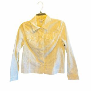 #4584 KORET City Blues White button down top jacket size PP